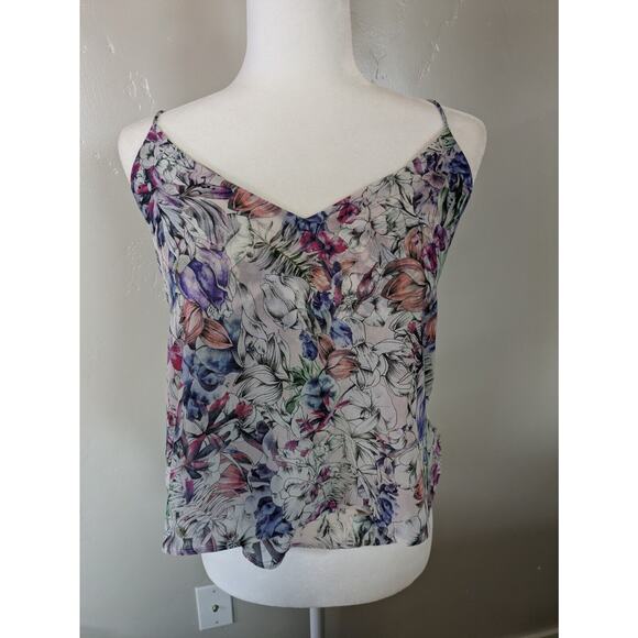 H&M Floral Print‎ Tank Layered Top Womens size 4 V Neck Spaghetti Strap Camisole - Picture 5 of 10
